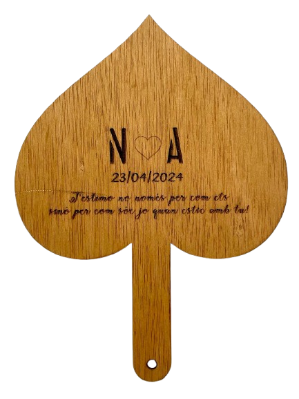 Abanico de madera - Corazón