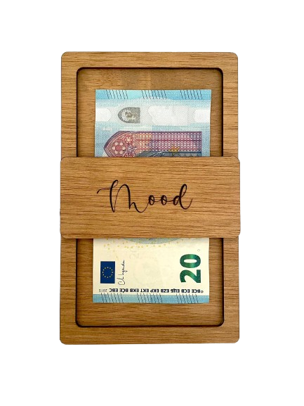 Porta cuentas personalizado madera natural